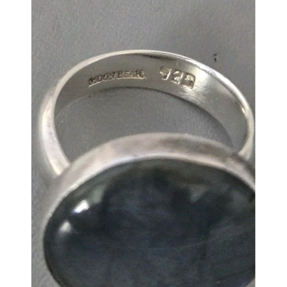 Moon Bear 925 Sterling 19.1mm Round Labradorite Ring Size: 7.25 Wt. 10.7 Grams - Picture 9 of 13